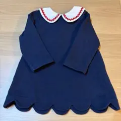 Jacadi ジャカディ　ネイビー ワンピース 白襟 赤い縁取り 24m 88㎝