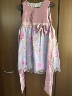 フォーマルドレス ピンクと紫の花柄のドレス 130