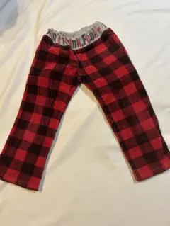 90サイズ　赤黒ギンガムチェック　コーデュロイパンツ