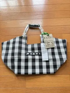 新品マルニ マーケット FLOWER CAFE アルミハンドル ミニトートバッグ