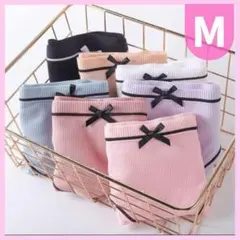 リボン付きショーツ【M】 5枚セット パステルカラー　下着　レディース　パンツ