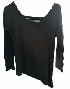 黒 オフショルダー 長袖シャツ ジッパー付き