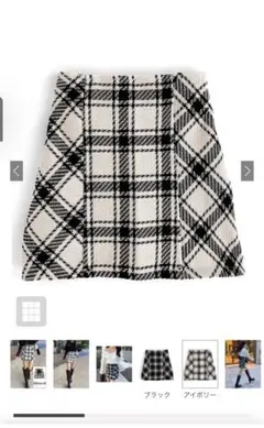 バックリボンツイードチェックミニスカート gm699