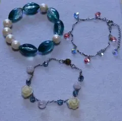 ハンドメイド ビーズブレスレット 3点セット