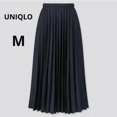 美品 UNIQLO M ブラック プリーツロングスカート シンプル ウエストゴム
