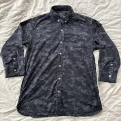 BEAMS 黒迷彩 Mサイズ 七分袖 ボタンダウンシャツ