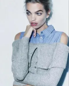 ZARA コントラストカットアウトニットセーター M