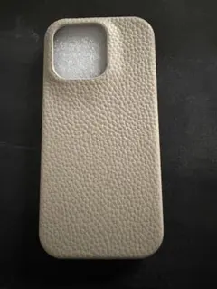 iPhone16proベージュ レザー風スマホケース