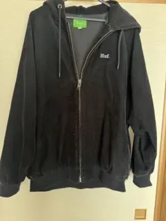 Huf 黒 コーデュロイ ジップアップパーカー