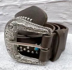 茶 ウエスタンベルト アメカジ ヴィンテージ y2k グランジ スタッズ