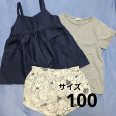 デニムチュニック・Tシャツ・ショートパンツ 3点セット サイズ100