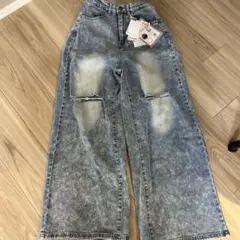 未使用タグ付き　ライトブルー　ammyさんコラボ　しまむら　ダメージデニム