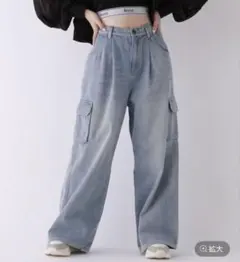 《ripipi armario》ライトブルー カーゴパンツ ワイドレッグ　S