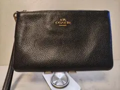 COACH ブラック レザー ポーチ