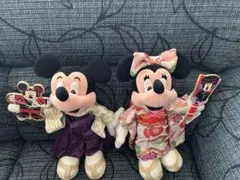 【タグ付き】　東京ディズニーランド　ミッキー・ミニー 和服ぬいぐるみセット