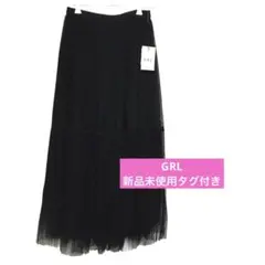 GRL チュールプリーツ2段スカート ブラック 黒 tw966