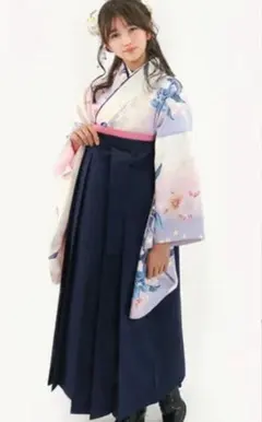 卒業式袴・花柄着物・袴セット 140 4点セット