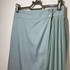 サイドプリーツ切り替えロングスカート 巻きスカート プリーツ付きフレアスカート