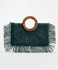 【最終価格】ZARA タグ付き新品　編み込みブルーかごバッグ