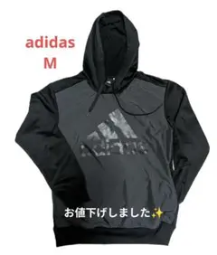 adidas(アディダス)メンズ プルオーバーパーカー M ブラック(中古品）