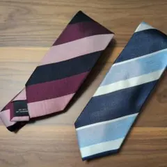 ORIHICA ストライプ ネクタイ 2本セット　ブルー　ピンク