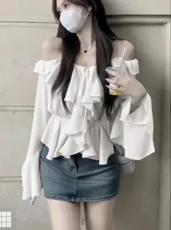 【★新品★】GRL シアーフリルカーディガン ホワイト