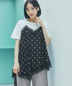 niko and... ☆トリムレースドッキングTシャツのサムネイル