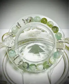 エンジェルフェザーフローライト＆花パーツブレスレット銀