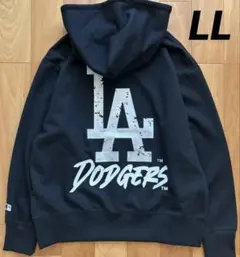 新品　MLB　ドジャース　パーカー　LL　長袖　刺繍　バックプリント　ブラック