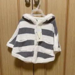 ベビモコブロックボーダーBabyポンチョ ケープ　キッズ　ジェラピケ　もこもこ