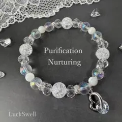 残り3【浄化×癒し】水晶×マザーオブパール パワーストーンブレスレット　数量限定