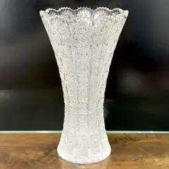 【未使用】ボヘミア クリスタル 花瓶　大型 約31cm ハンドカット