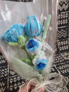 ＊モールフラワー ブルー系 カーネーション ブーケ 花束＊枯れないお花 母の日＊