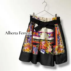 Alberta Ferretti フラワープリント リボン フレアスカートのサムネイル
