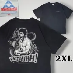 00s ブルースリー WATAHHH! Tシャツ XXL 墨黒フェード ドラゴン