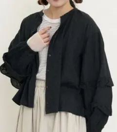 【美品】✳︎サマンサモスモス✳︎ 袖フリルスタンドネックブラウス