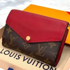 美品　ルイヴィトン　モノグラム　ポルトフォイユ　パラス　コンパクト　折り財布　赤