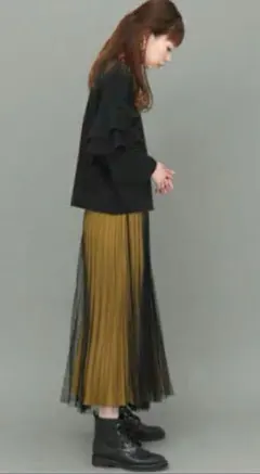 定価6800円税抜✨ＫＢＦ✨チュールプリーツロングスカート✿美品✨オールシーズン