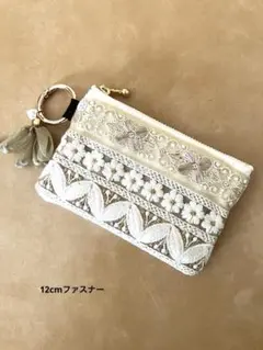 インド刺繍リボン　キーケース　マルチポーチ　ファッション小物　マルチポーチ