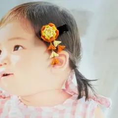 七五三・記念日に◎ つまみ細工 ベビークリップ｜花＊揺れる下がり付き