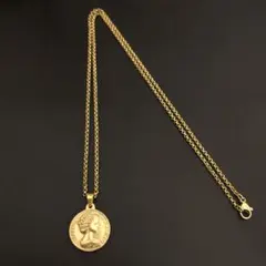 1本　コイン　ロールチェーンネックレス　ステンレス　ゴールド50cm(幅2mm)