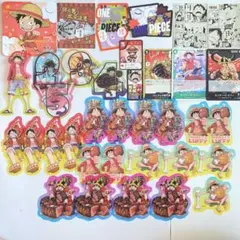 ワンピース　極楽湯　コースター　クリアカード　ルフィ　アテンションステッカー