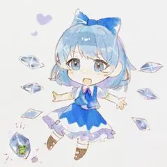 原画 イラスト 手描き アナログ 色紙 東方proiect チルノ