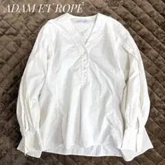 【美品】ADAM ET ROPÉ ペプラムチュニックブラウス ホワイト 春 秋のサムネイル