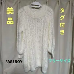 【新品 タグ付き☆】PAGE BOY 長袖ニットワンピース（白）フリーサイズ