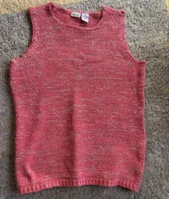 ヴィンテージ　古着　ニットベスト　ノースリーブセーター M コーラルピンク