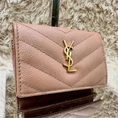 ✨美品✨サンローラン　長財布　キャビアスキン　カサンドラ　YSLロゴ　Vステッチ ✨美品✨サンローラン 長財布 キャビアスキン カサンドラ YSL
