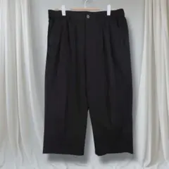 黒 ワイドテーパードパンツ タック入り L ゆったり 春秋 メンズ スラックス