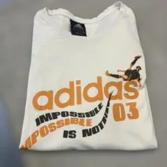 珍しいロゴ入り　アディダス　Tシャツ　白　メンズ　レディース