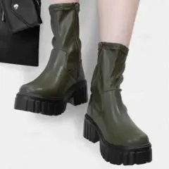 トラックソールブーツ オリーブグリーン